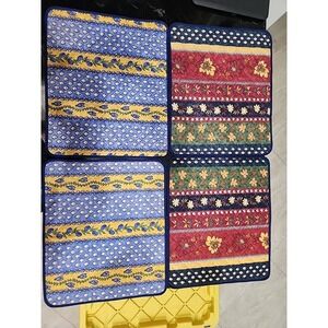 4 French Provencal Country Cotton Placemats Reversible Multi Color 15x17.5" MINT
